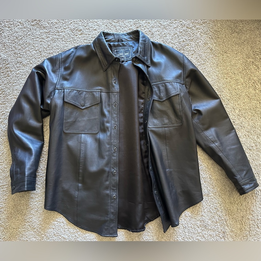 ODIN MFG X E-VILLE EMPIRE LEATHER RIDING SHIRT!!! EXCELLENT CONDITION!!! XXXL